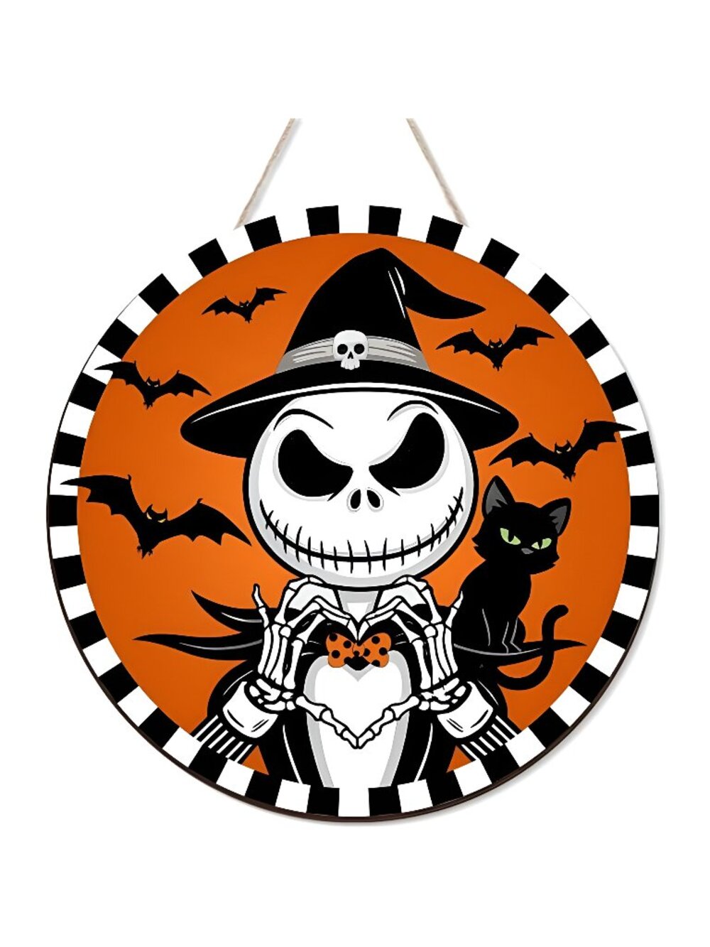 Halloween Decorations Jack Wreath Sign for Front Door Decor Spooky Bat Wood